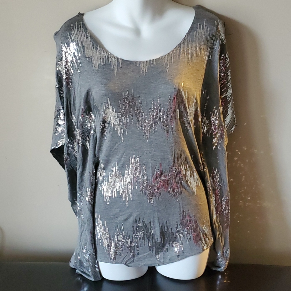 Gray bebe Sequined Accent Shirt